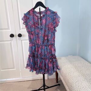 Misa Los Angeles Blue and Pink Floral Mini Dress